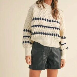 Miou Muse Ivory Sweater with Navy Stripes, M